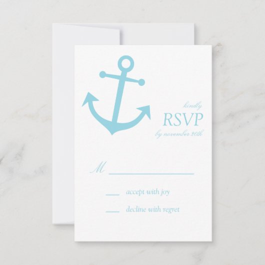 Cartes RSVP (bleu pâle) pour Ancre nautique (Devant)