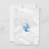 Cartes RSVP Bleues Dazzling Oiseau et Mariage Flor (Dos)
