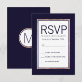 Cartes RSVP Bleues Marine Bleu Rose (Devant / Derrière)