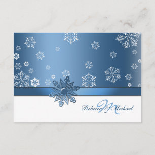 Cartes RSVP Blue et White Winter Snowfalks