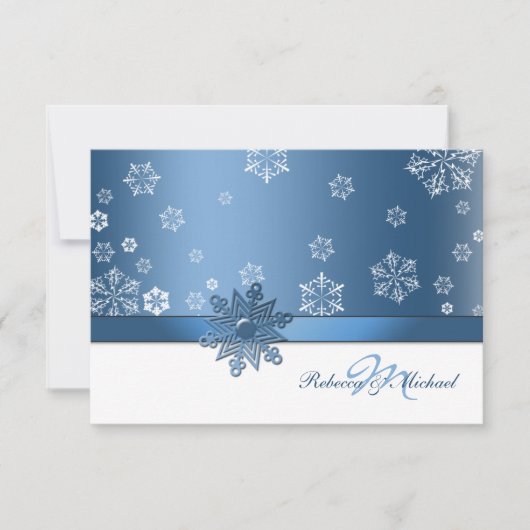 Cartes RSVP Blue et White Winter Snowfalks (Devant)
