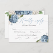Cartes RSVP Blue Hydrangea Wedding (Devant / Derrière)