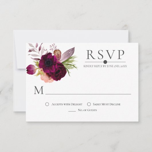 Cartes RSVP Bohemian Floral Romance (Devant)