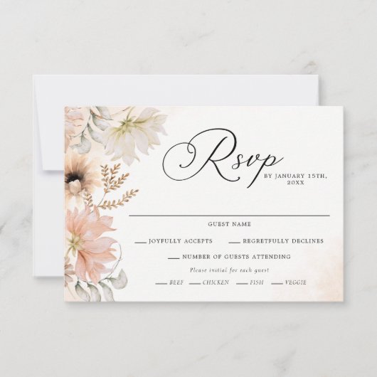 Cartes RSVP Boho Botanical Wedding (Devant)