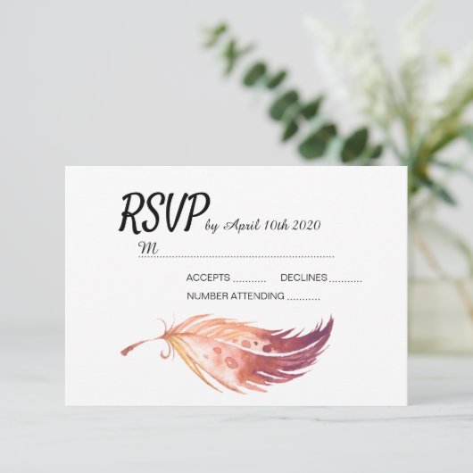 Cartes RSVP Boho Feather (Debout devant)