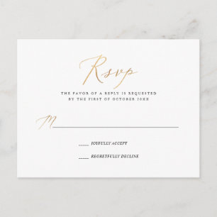 Cartes RSVP Calligraphiées Élégantes en Faux Or Pi