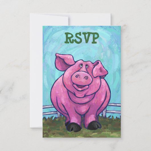 Cartes RSVP Centre Pig Party (Devant)