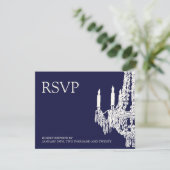 Cartes RSVP Chandelier bleu minuit (Debout devant)