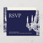 Cartes RSVP Chandelier bleu minuit (Devant / Derrière)