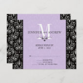 Cartes RSVP Chandelier Monogramme violet (Devant / Derrière)