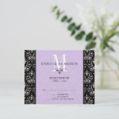 Cartes RSVP Chandelier Monogramme violet (Debout devant)