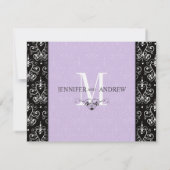 Cartes RSVP Chandelier Monogramme violet (Dos)