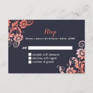 Cartes RSVP Chic Coral et Blue Shabby