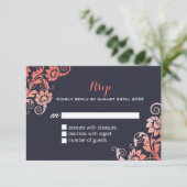 Cartes RSVP Chic Coral et Blue Shabby (Debout devant)