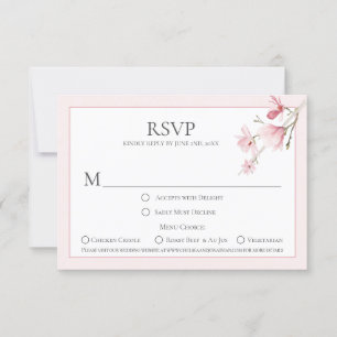 Cartes RSVP Choix du menu Magnolia Blooms