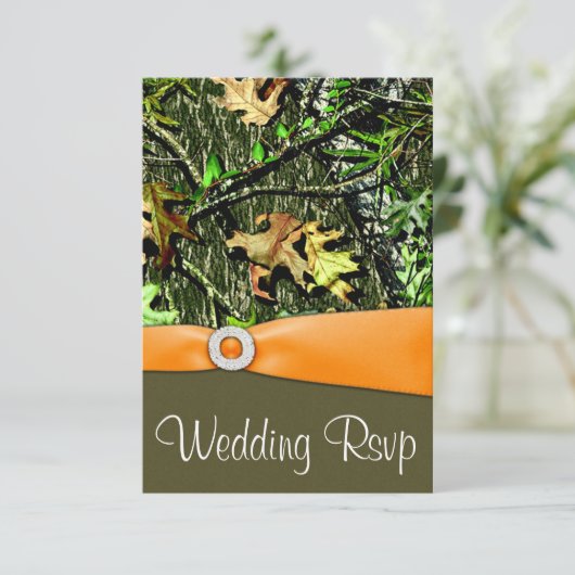 Cartes RSVP Classy Orange Chasse Camo Wedding (Debout devant)