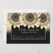 Cartes RSVP Cœurs Dorés,Tournesols,Paillettes (Devant)