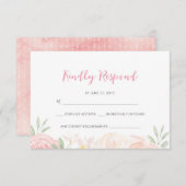 Cartes RSVP couleur rose floral gris (Devant / Derrière)