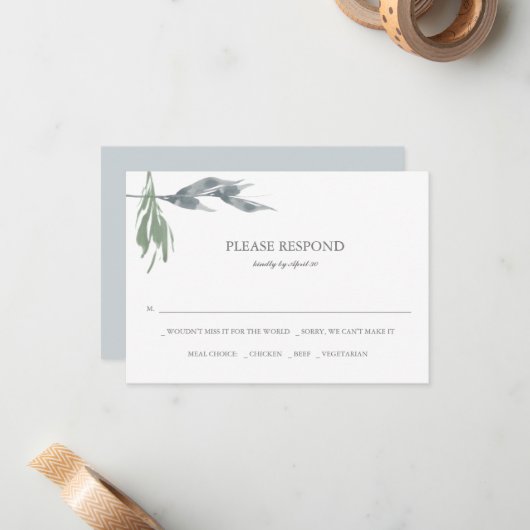 Cartes RSVP couleur vert avec code QR (Devant/Arrière en situation)