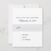 Cartes RSVP Damask Classique, bleu marine (Dos)