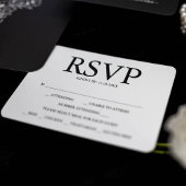 Cartes RSVP de choix de repas Mariage noir et blan