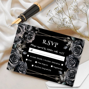 Cartes RSVP de couleur noire Mariage gothique
