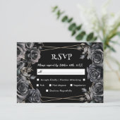 Cartes RSVP de couleur noire Mariage gothique (Debout devant)
