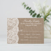 Cartes RSVP de la collection Mariage Burlap & Lace (Debout devant)