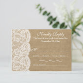Cartes RSVP de la collection Mariage Kraft & Lace (Debout devant)