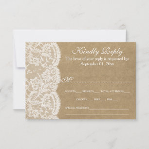Cartes RSVP de la collection Mariage Kraft & Lace