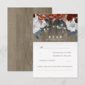 Cartes RSVP de mariage à cordes florales rustiques (Devant / Derrière)