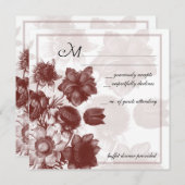 Cartes RSVP de mariage à fleurs élégantes bordeaux (Devant / Derrière)