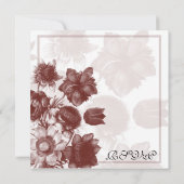 Cartes RSVP de mariage à fleurs élégantes bordeaux (Dos)