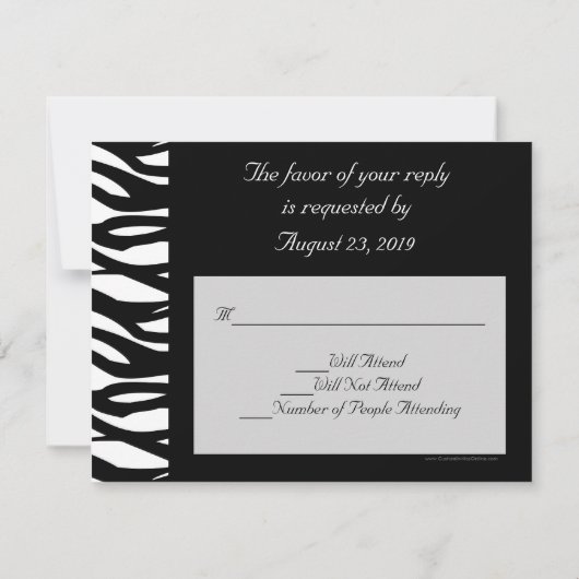 Cartes RSVP de mariage à rayures modernistes noir (Dos)