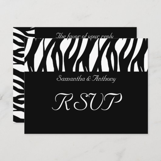 Cartes RSVP de mariage à rayures modernistes noir (Devant / Derrière)
