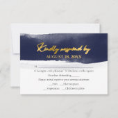 Cartes rsvp de mariage Abstraites | Aquarelle doré (Devant)