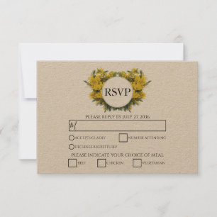Cartes RSVP de Mariage Acacia Wattle Rustique