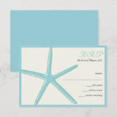 Cartes RSVP de Mariage Aquamarine Starfish (Devant / Derrière)