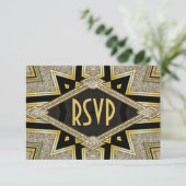 Cartes RSVP de mariage Art Déco Diamants Goldy (Debout devant)