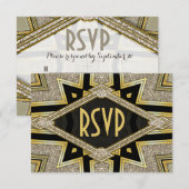 Cartes RSVP de mariage Art Déco Diamants Goldy (Devant / Derrière)