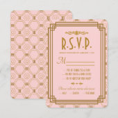 Cartes RSVP de mariage Art Déco rose (Devant / Derrière)