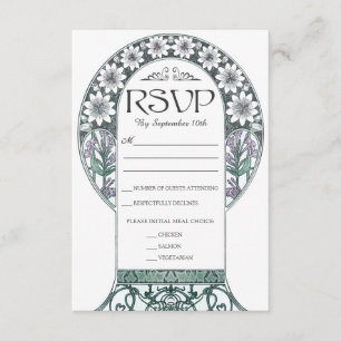 Cartes RSVP de mariage Art Nouveau coloré (Set #6)