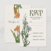 Cartes RSVP de mariage | Art Nouveau Floral (Devant / Derrière)