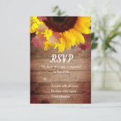 Cartes RSVP de mariage au tournesol rustique (Debout devant)