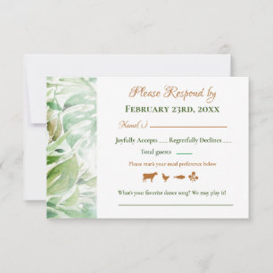 Cartes RSVP de mariage aux feuilles de Monstera do
