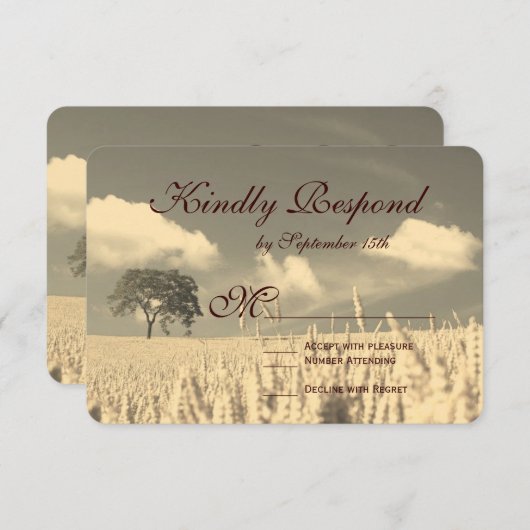 Cartes RSVP de mariage avec arbre unique rustique (Devant / Derrière)