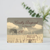 Cartes RSVP de mariage avec arbre unique rustique (Debout devant)
