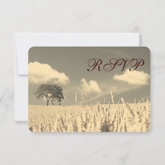 Cartes RSVP de mariage avec arbre unique rustique (Dos)