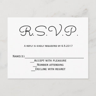 Cartes rsvp de mariage b&w modernes