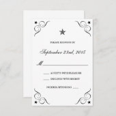Cartes RSVP de mariage blanc et noir Lone Star (Devant / Derrière)